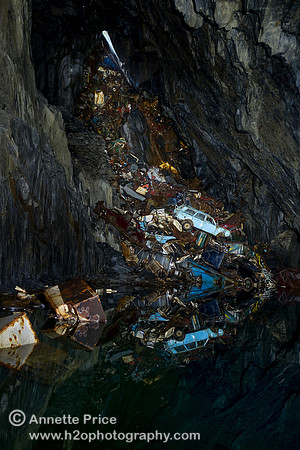 "Car graveyard" Gaewern Slate Mine, Wales, UK