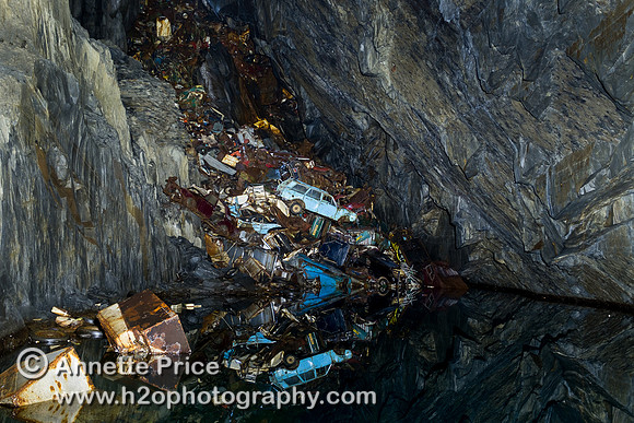 "Car graveyard" Gaewern Slate Mine, Wales, UK