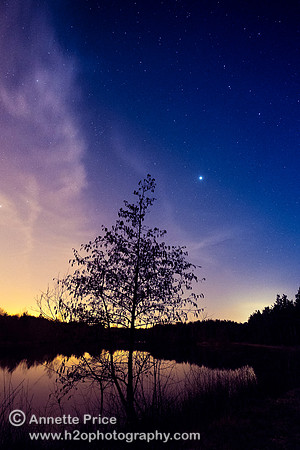 Jupiter and stars, Bramshill Lake, near Reading, UK