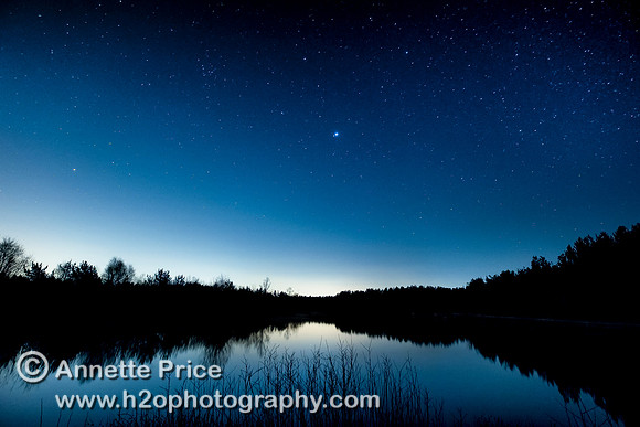 Jupiter and stars, Bramshill Lake, near Reading, UK
