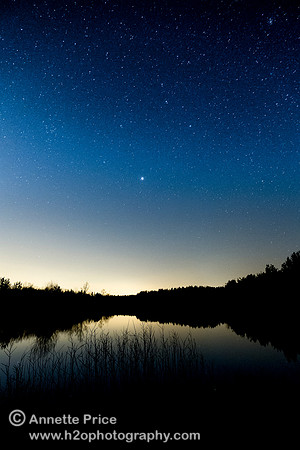 Jupiter and stars, Bramshill Lake, near Reading, UK
