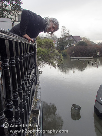 High water on the River Thames. White Swan Pub - Twickenham, London.