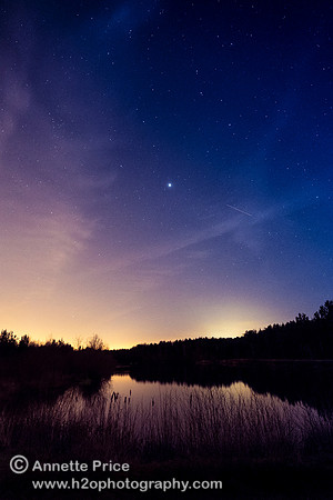 Jupiter and stars, Bramshill Lake, near Reading, UK