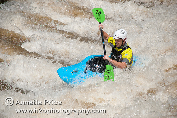 Kayaking on Shepperton Weir, River Thames, UK
