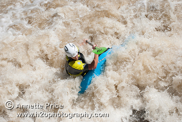Kayaking on Shepperton Weir, River Thames, UK