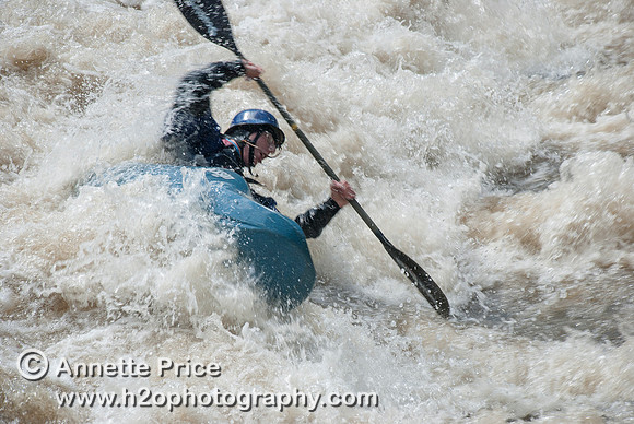Kayaking on Shepperton Weir, River Thames, UK