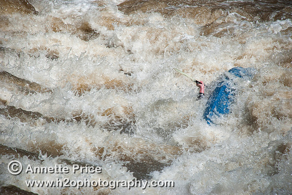 Kayaking on Shepperton Weir, River Thames, UK