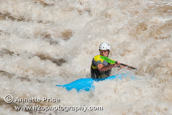 Kayaking on Shepperton Weir, River Thames, UK