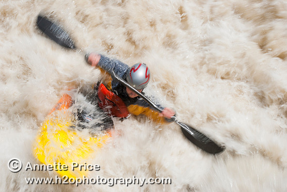 Kayaking on Shepperton Weir, River Thames, UK