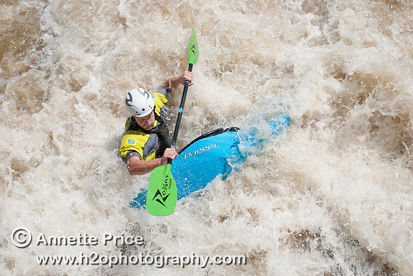 Kayaking on Shepperton Weir, River Thames, UK