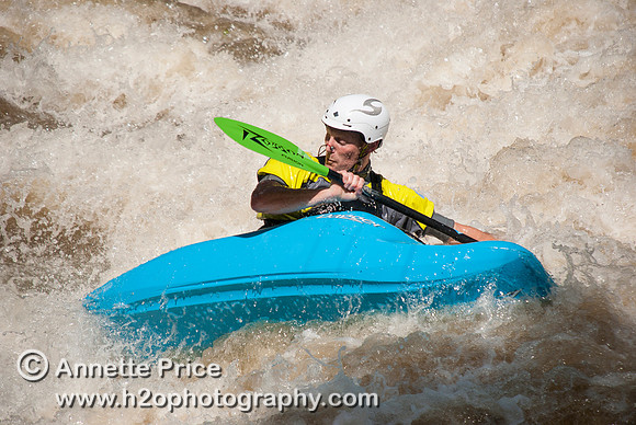 Kayaking on Shepperton Weir, River Thames, UK