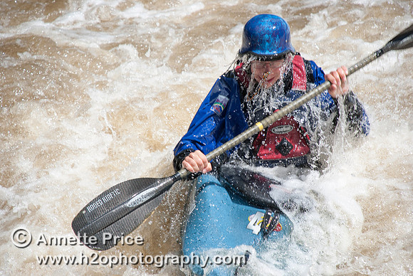Kayaking on Shepperton Weir, River Thames, UK