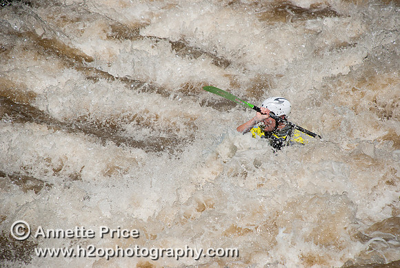 Kayaking on Shepperton Weir, River Thames, UK