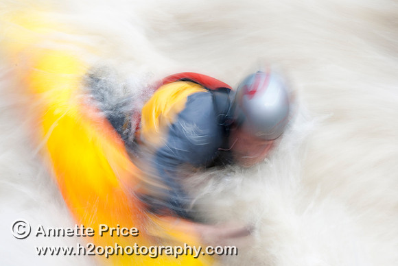 Kayaking on Shepperton Weir, River Thames, UK