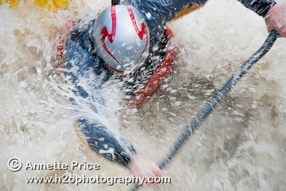 Kayaking on Shepperton Weir, River Thames, UK