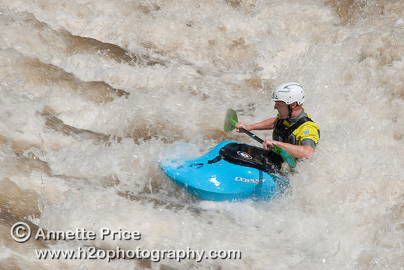 Kayaking on Shepperton Weir, River Thames, UK