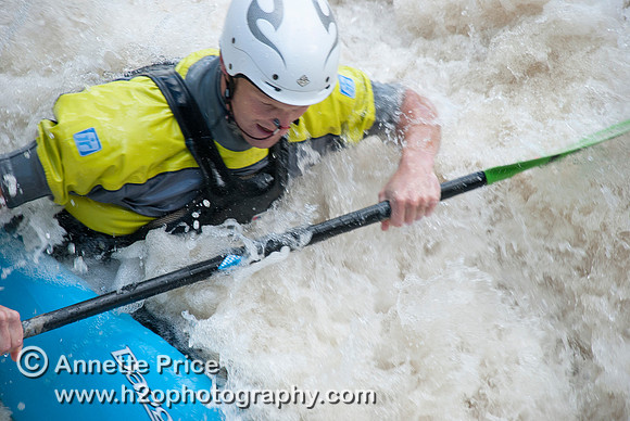 Kayaking on Shepperton Weir, River Thames, UK
