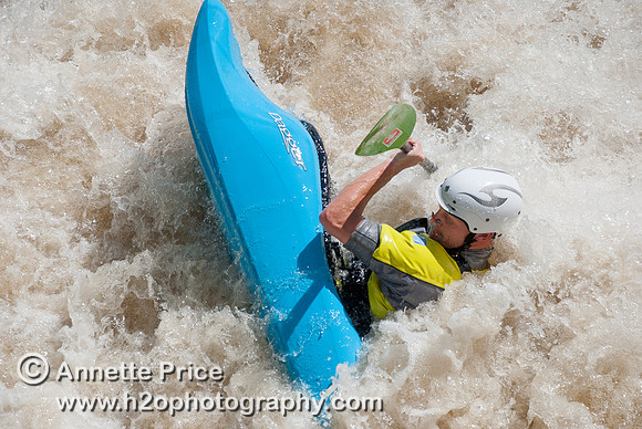 Kayaking on Shepperton Weir, River Thames, UK