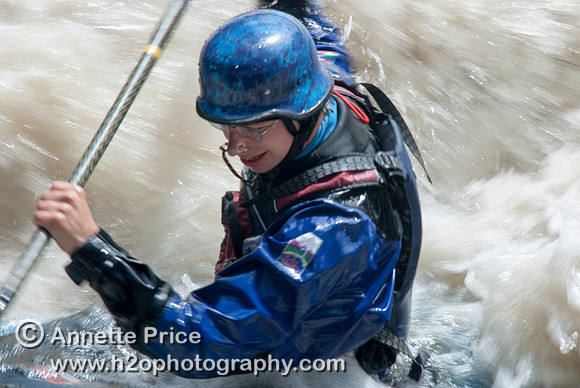 Kayaking on Shepperton Weir, River Thames, UK