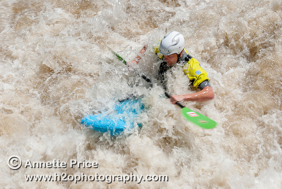 Kayaking on Shepperton Weir, River Thames, UK