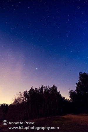 Jupiter and stars, Bramshill Lake, near Reading, UK
