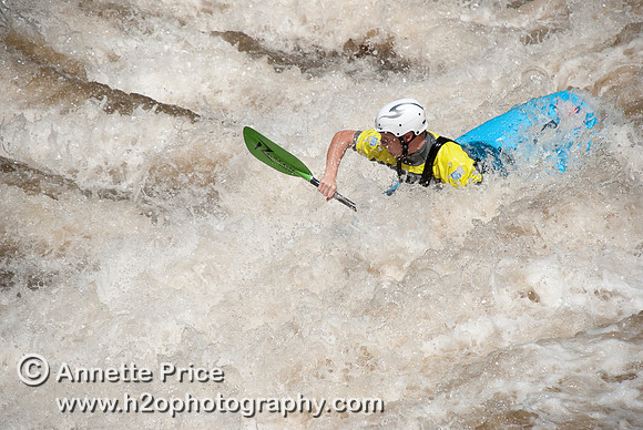 Kayaking on Shepperton Weir, River Thames, UK
