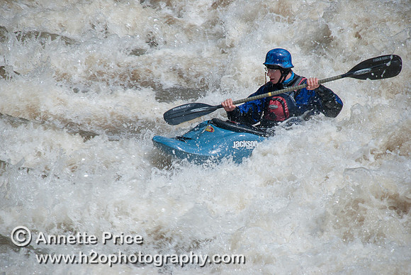 Kayaking on Shepperton Weir, River Thames, UK