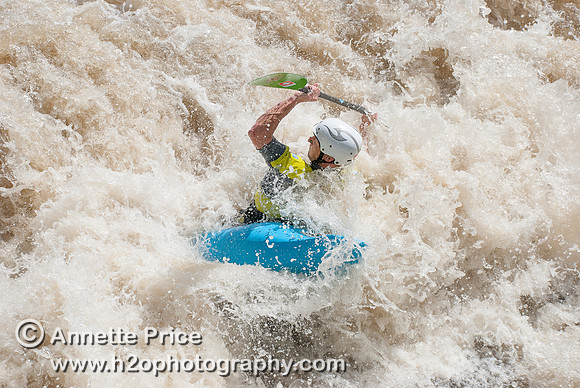 Kayaking on Shepperton Weir, River Thames, UK