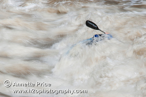 Kayaking on Shepperton Weir, River Thames, UK