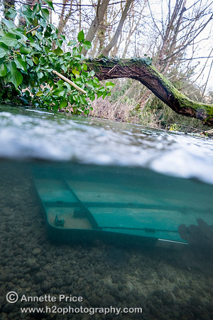 Junk underwater. River Thames, near Ashton Keynes village, UK