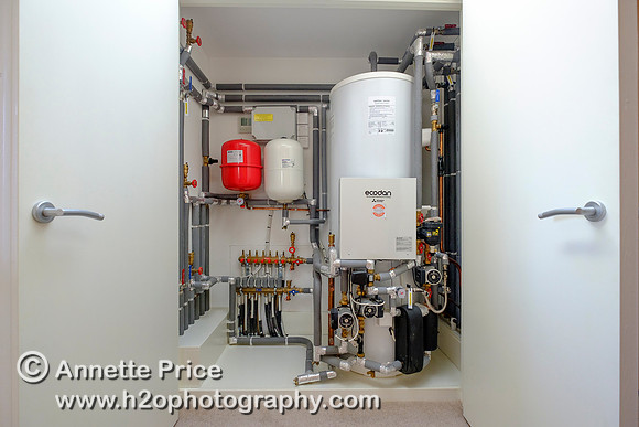 Part of the heating system. The Habitat House. Lower Mill Estate, Cotswolds.