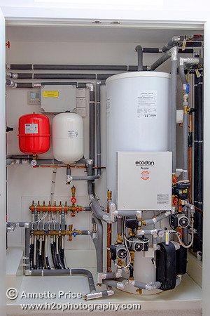 Part of the heating system. The Habitat House. Lower Mill Estate, Cotswolds.