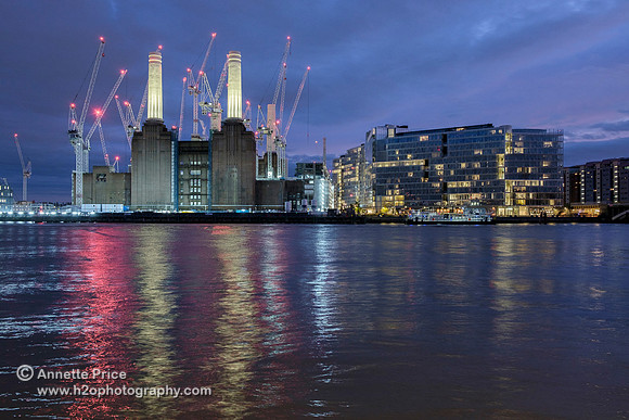 Battersea Power Station, River Thames, London.
