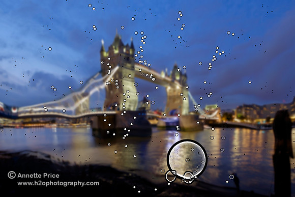 Eleven days after the operation - damaged eye only (good eye closed).  Tower Bridge, London.