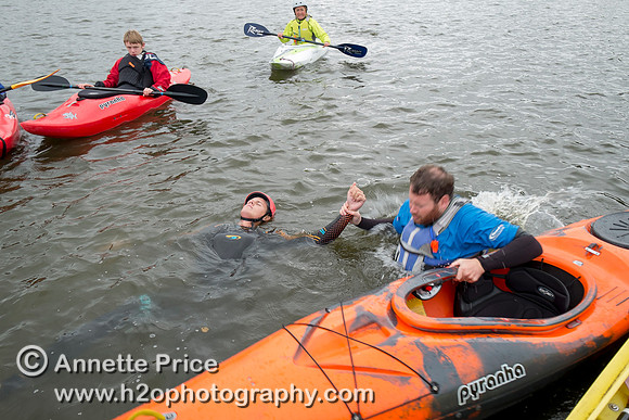 On-the-water. Training kayak paddlers to rescue swimmers