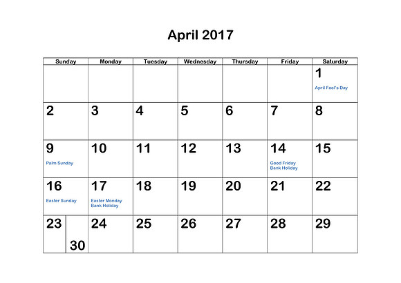 Example calendar page