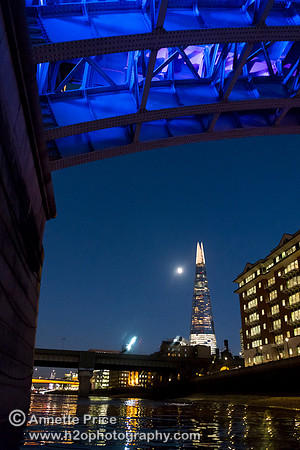 Southwark Bridge and the Shard. River Thames, London